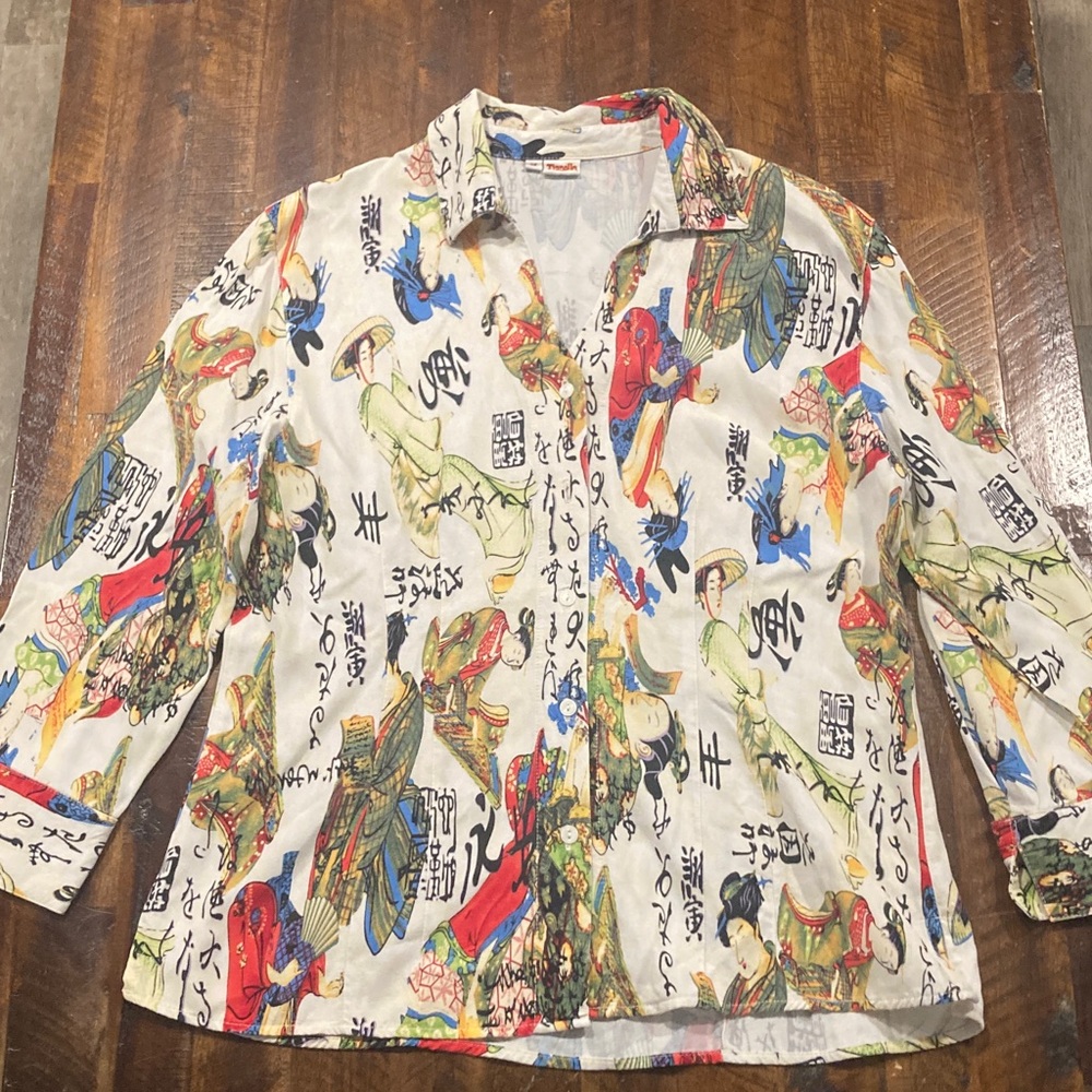 Tianello Japanese print shirt M geisha - Picture 6 of 11